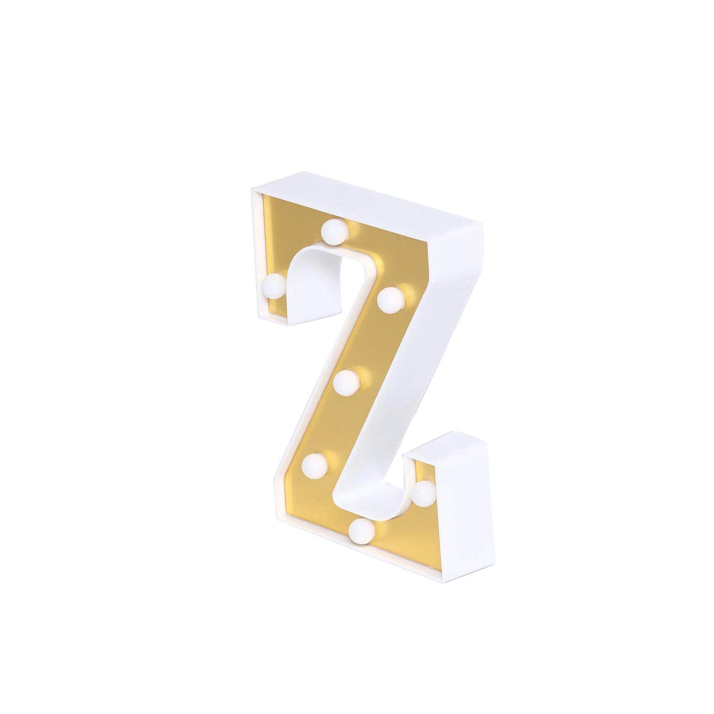 3D Marquee Letter "Z" Warm White 7 LED Lights Gold - Chic Light-Up Decor for Events 6"