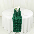 Rosette Satin 14"x108" Table Runner Hunter Emerald Green - Grandiose Design