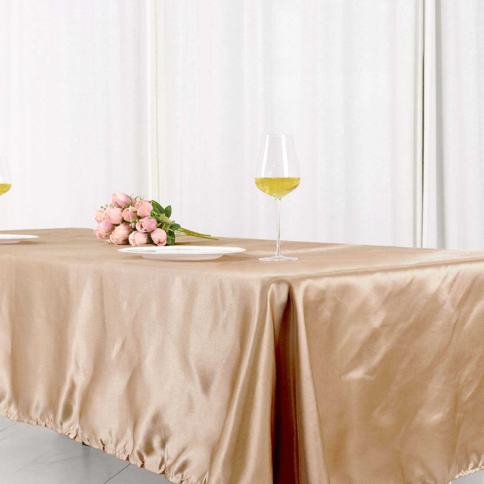 Satin Rectangular 60"x102" Tablecloth Nude - Smooth and Lustrous Table Cover