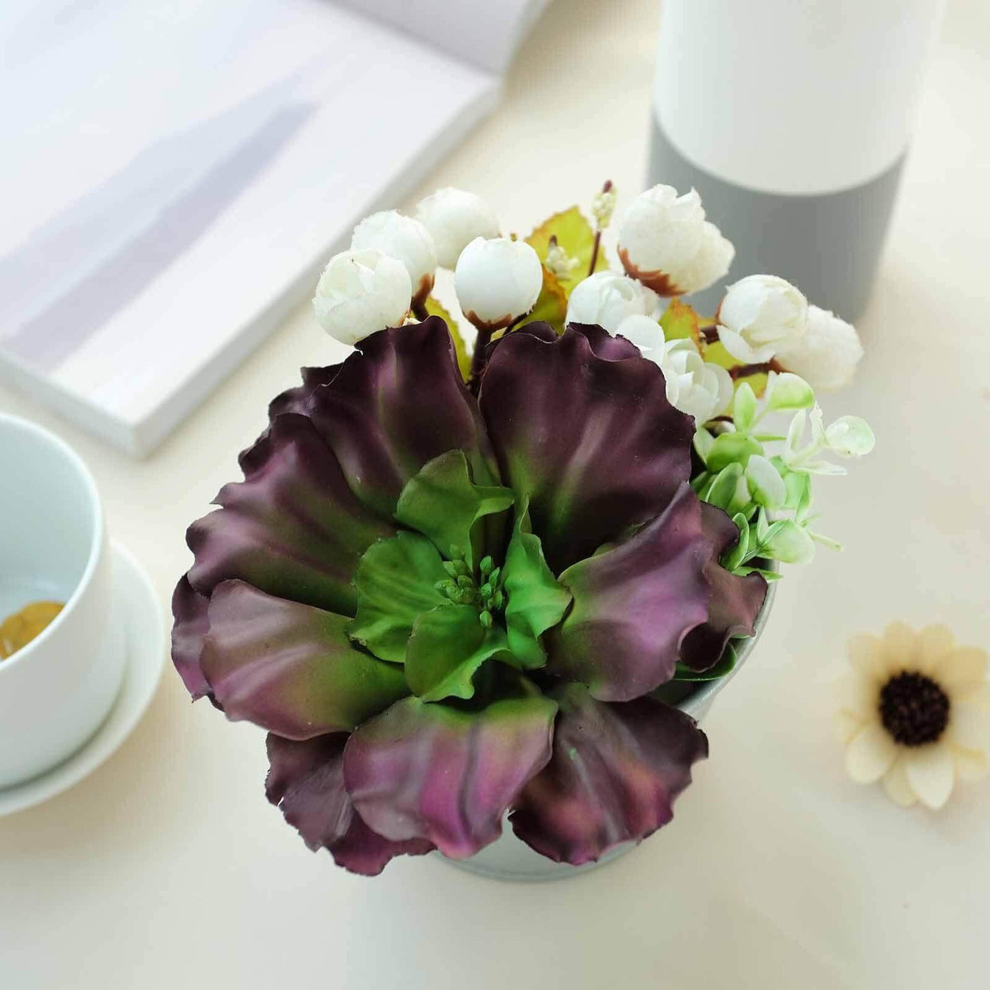 3 Pack 6" Artificial PVC Wavy Kalanchoe Decorative Succulent Plants