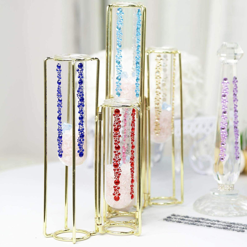 3 Pack Red Heptagon Self Adhesive Rhinestone Gem Craft Stickers