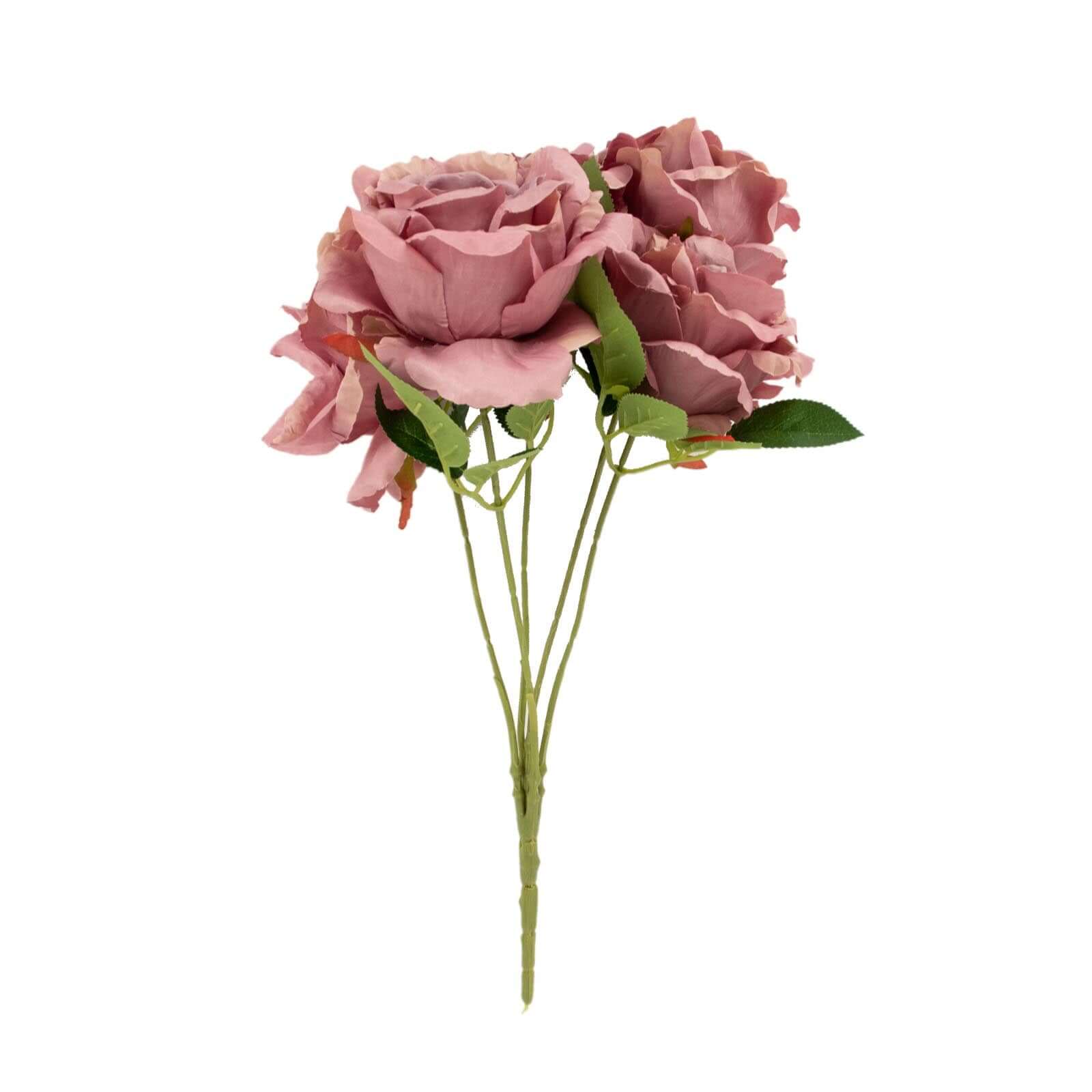 2 Bushes 17" Dusty Rose Premium Silk Jumbo Rose Flower Bouquet, High Quality Artificial Wedding Floral Arrangements
