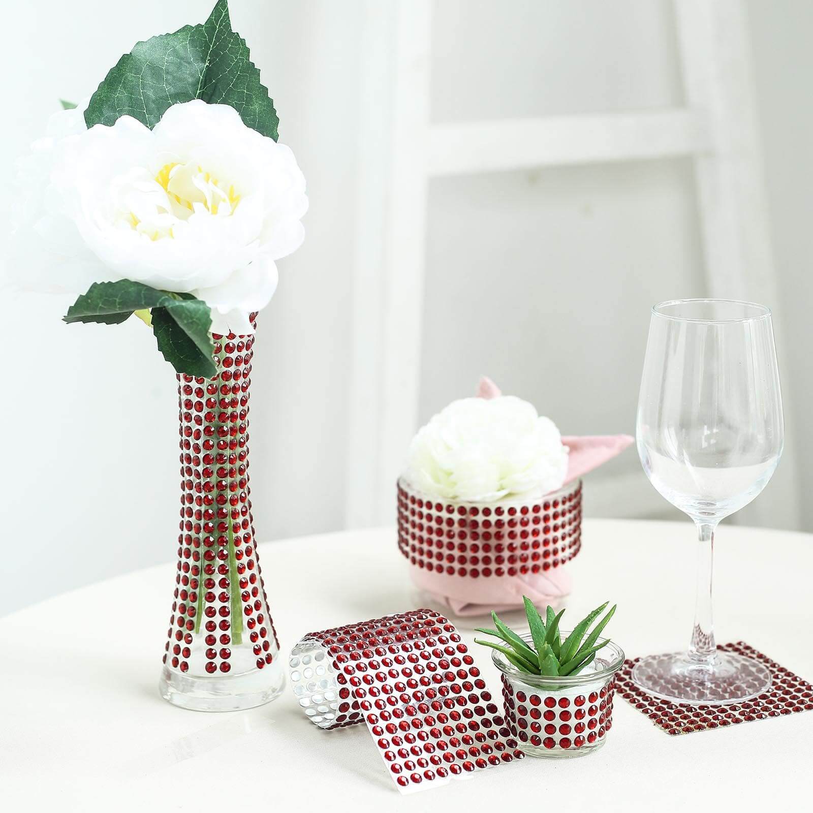 21â€x11" Red Self Adhesive Rhinestone Diamond Sticker Wrap Sheets, DIY Craft Gem Stickers