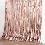 8ft Rose Gold Metallic Tinsel Foil Fringe Doorway Curtain Party Backdrop
