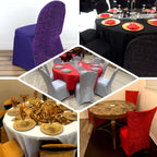 Spandex Chair Cover with Metallic Shimmer Tinsel Back for Banquet Chairs Royal Blue - Fitted Slipcover