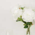 2 Bushes 17" White Premium Silk Jumbo Rose Flower Bouquet, High Quality Artificial Wedding Floral Arrangements