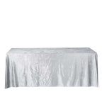 Premium Velvet 90"x156" Rectangle Tablecloth Silver - Reusable Soft & Seamless Table Cover