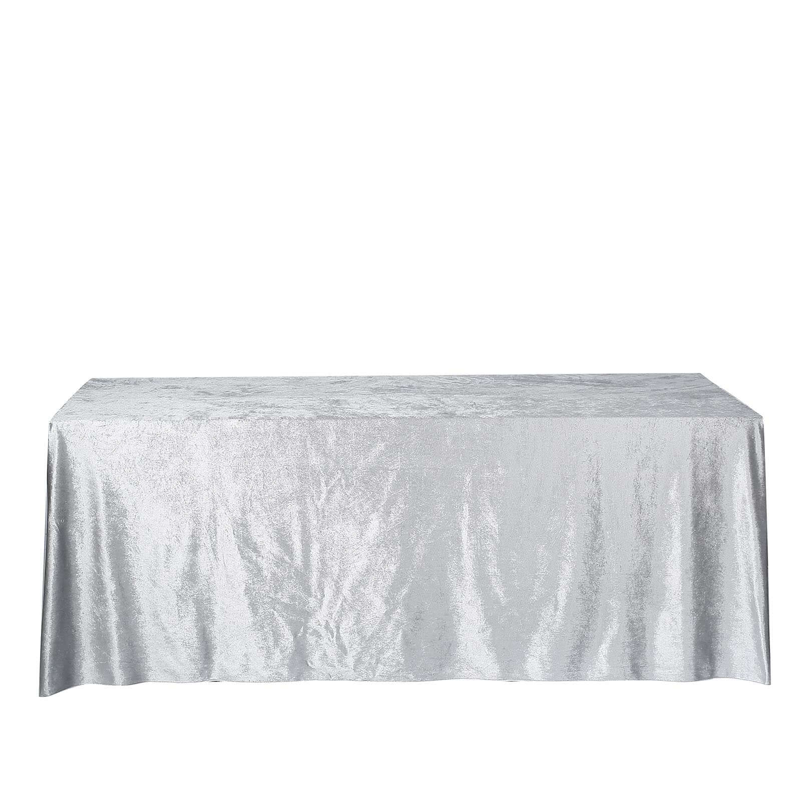 Premium Velvet 90"x156" Rectangle Tablecloth Silver - Reusable Soft & Seamless Table Cover