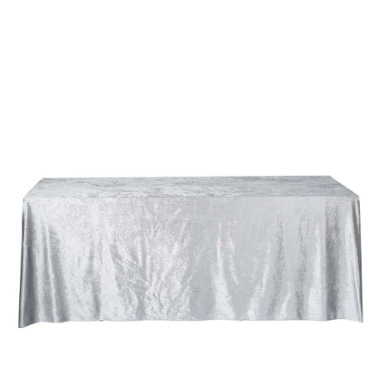 Premium Velvet 90"x156" Rectangle Tablecloth Silver - Reusable Soft & Seamless Table Cover