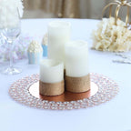 Wired Metal Round Charger Plate 14" in Rose Gold with Acrylic Crystal Beads, Glamorous Decorative Dinner Charger Tableware