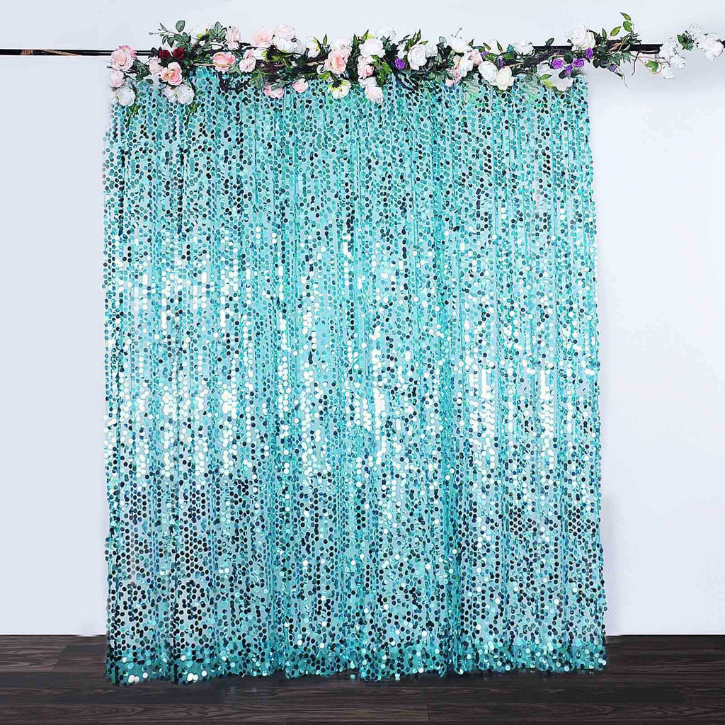 8ftx8ft Turquoise Big Payette Sequin Event Curtain Drapes, Backdrop Event Panel