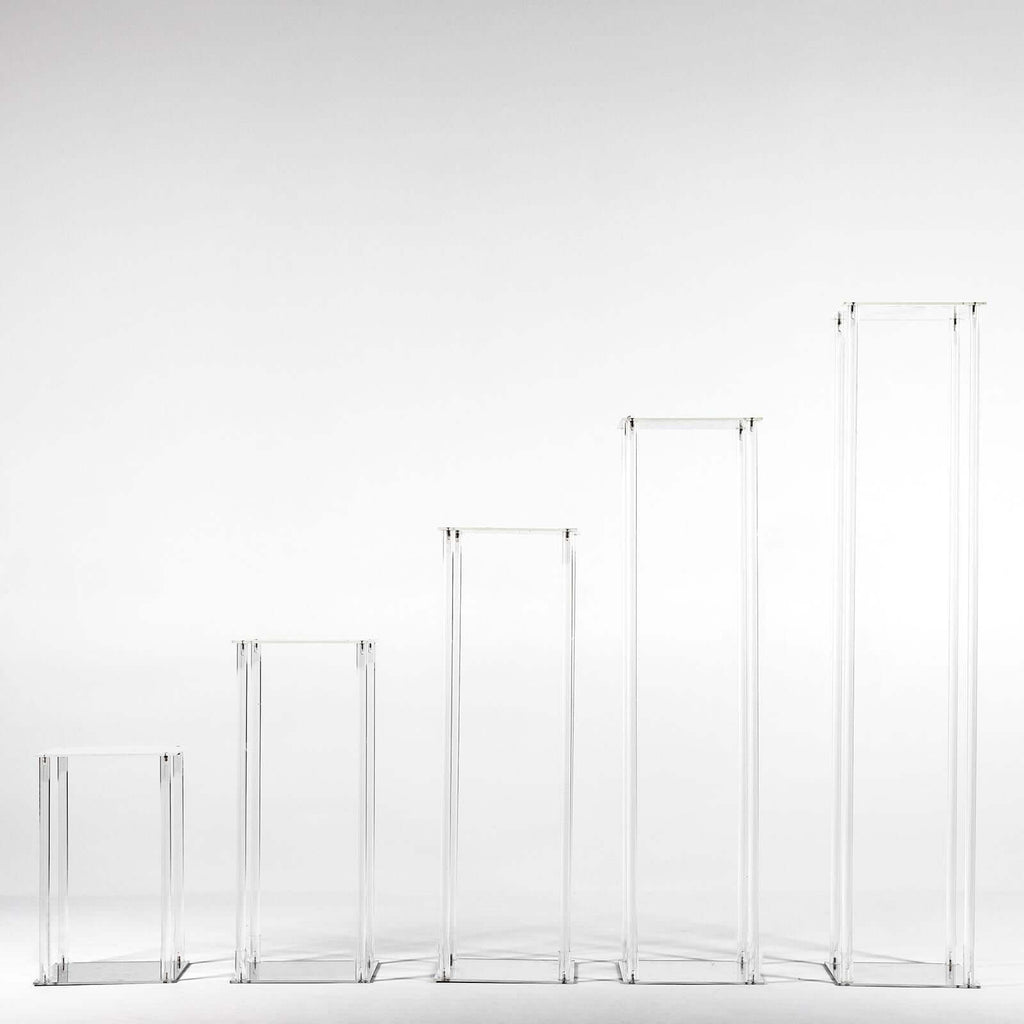 Acrylic Flower Vase Pillar Stand with Square Mirror Base Clear - Stylish Wedding Table Centerpiece 16"