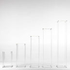 Acrylic Flower Vase Pillar Stand with Square Mirror Base Clear - Stylish Wedding Table Centerpiece 16"