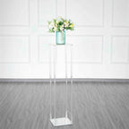 Acrylic Floor Vase Flower Stand with Square Mirror Base Clear - Durable Wedding Column Centerpiece for Events 40"
