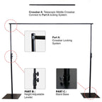 10ft Metal DIY Adjustable Heavy Duty Backdrop Stand Kit, Steel Base