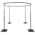 10ft Adjustable 4-Post Round Black Metal Backdrop Stand Canopy, Circular Wedding Event Arch Frame Chuppah