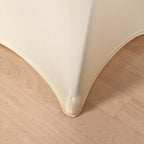 Spandex 30" Round Cocktail Table Cover Beige - Easy to Maintain Stretch Fitted Highboy Tablecloth