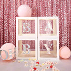 2 Pack 12" White Clear Baby Shower Party Decoration Boxes, Transparent DIY Balloon Boxes
