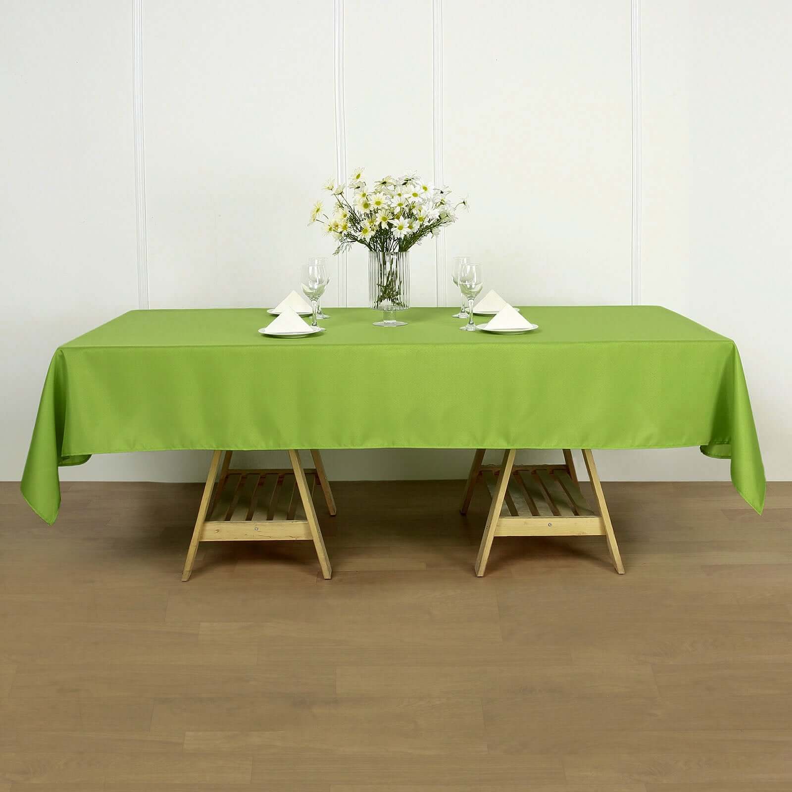 Polyester 60"x102" Rectangle Tablecloth Apple Green - Durable and Stylish Table Cover