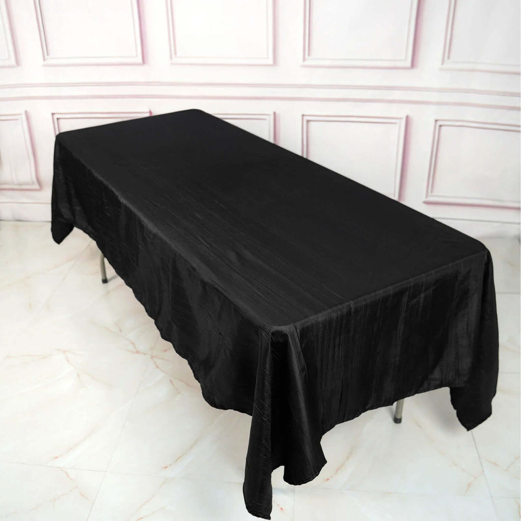 Taffeta 60"x102" Rectangle Tablecloth Black - Accordion Crinkle Table Cover