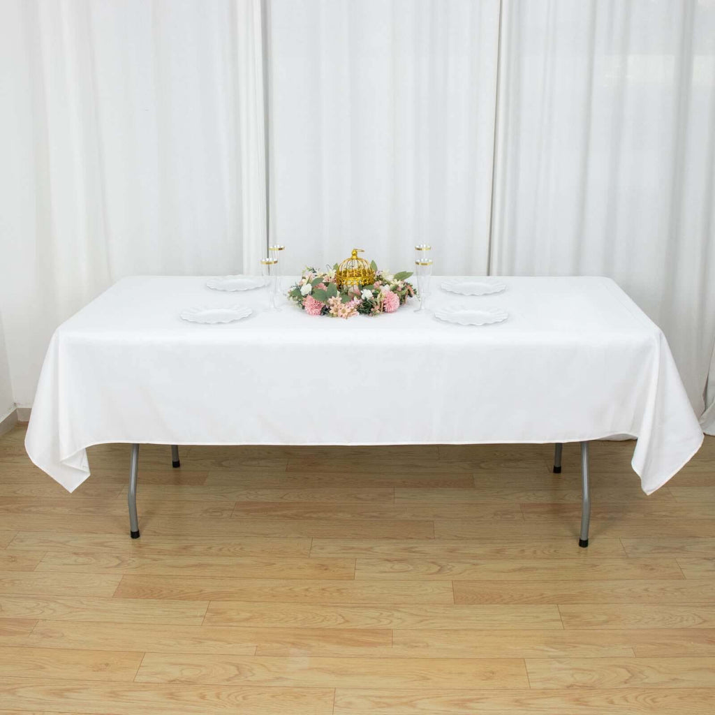 Premium Polyester 54"x96" Rectangle Tablecloth White - Durable 220GSM Stain-Resistant Fabric for Weddings & Events