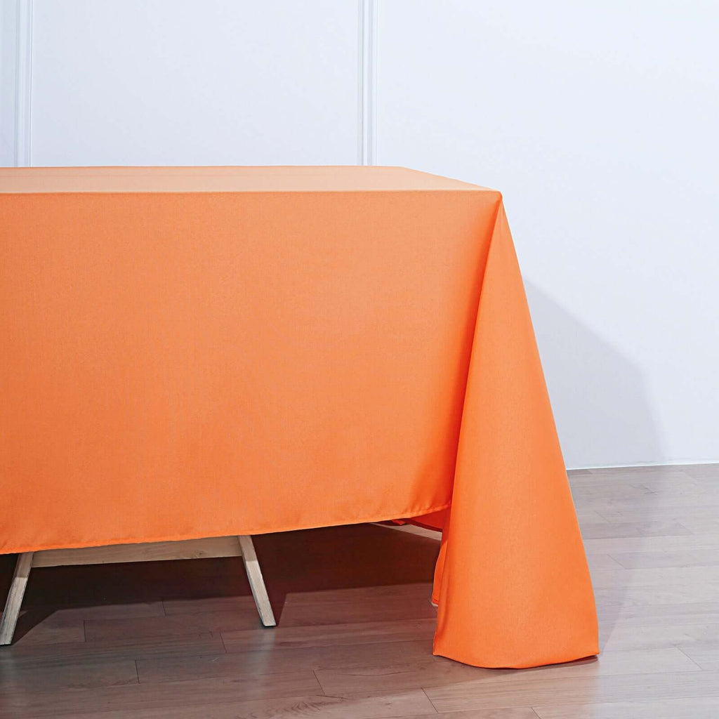Polyester 90"x132" Rectangle Tablecloth Orange - Seamless Wrinkle-Resistant Table Cover