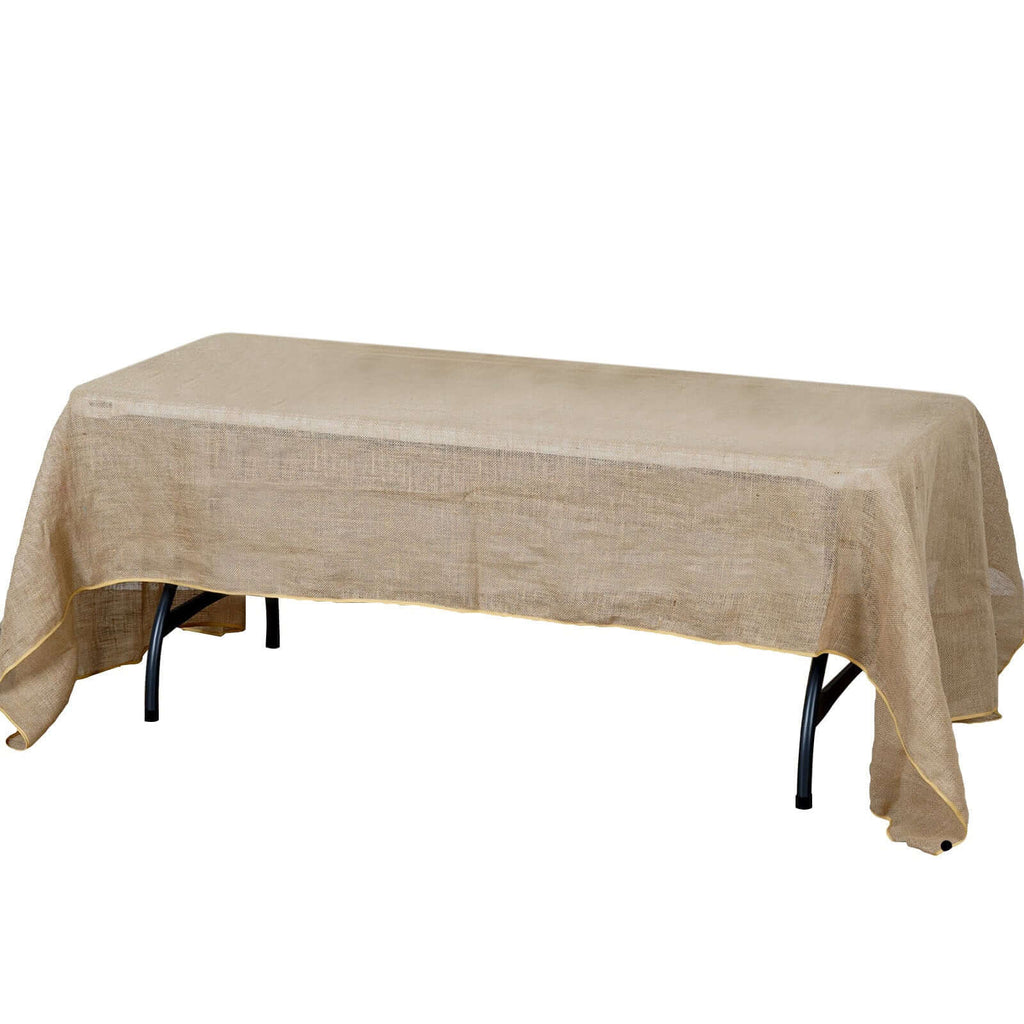 Burlap Jute 60"x126" Rectangle Tablecloth Natural - Rustic Boho Chic Table Linen