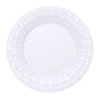 10-Pack Plastic Dinner Plates White Basketweave Rim - Durable Disposable Dinner Plates 10"