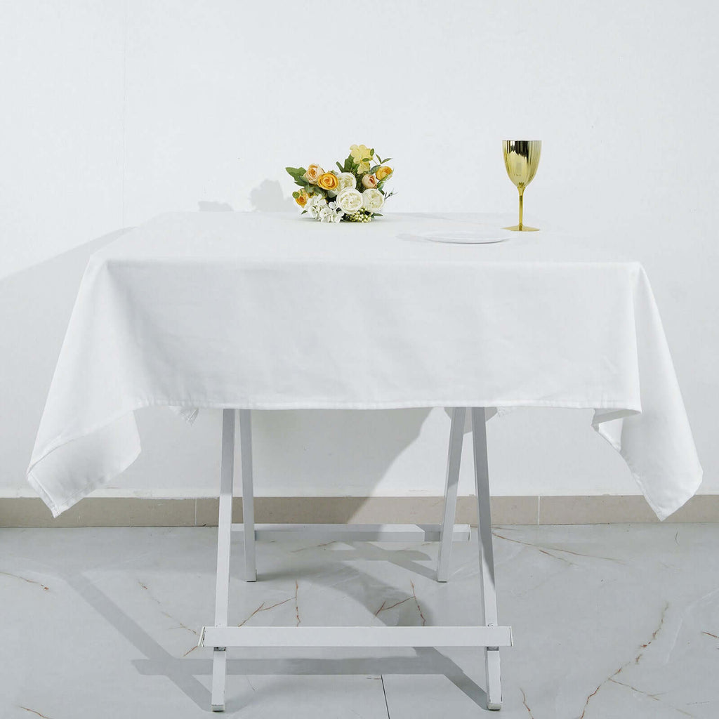 100% Cotton 54"x54" Square Tablecloth White Linen - Sophisticated, Soft & Breathable Fabric Table Cover