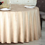 Premium Velvet 120" Round Tablecloth Champagne - Reusable Soft & Seamless Table Cover