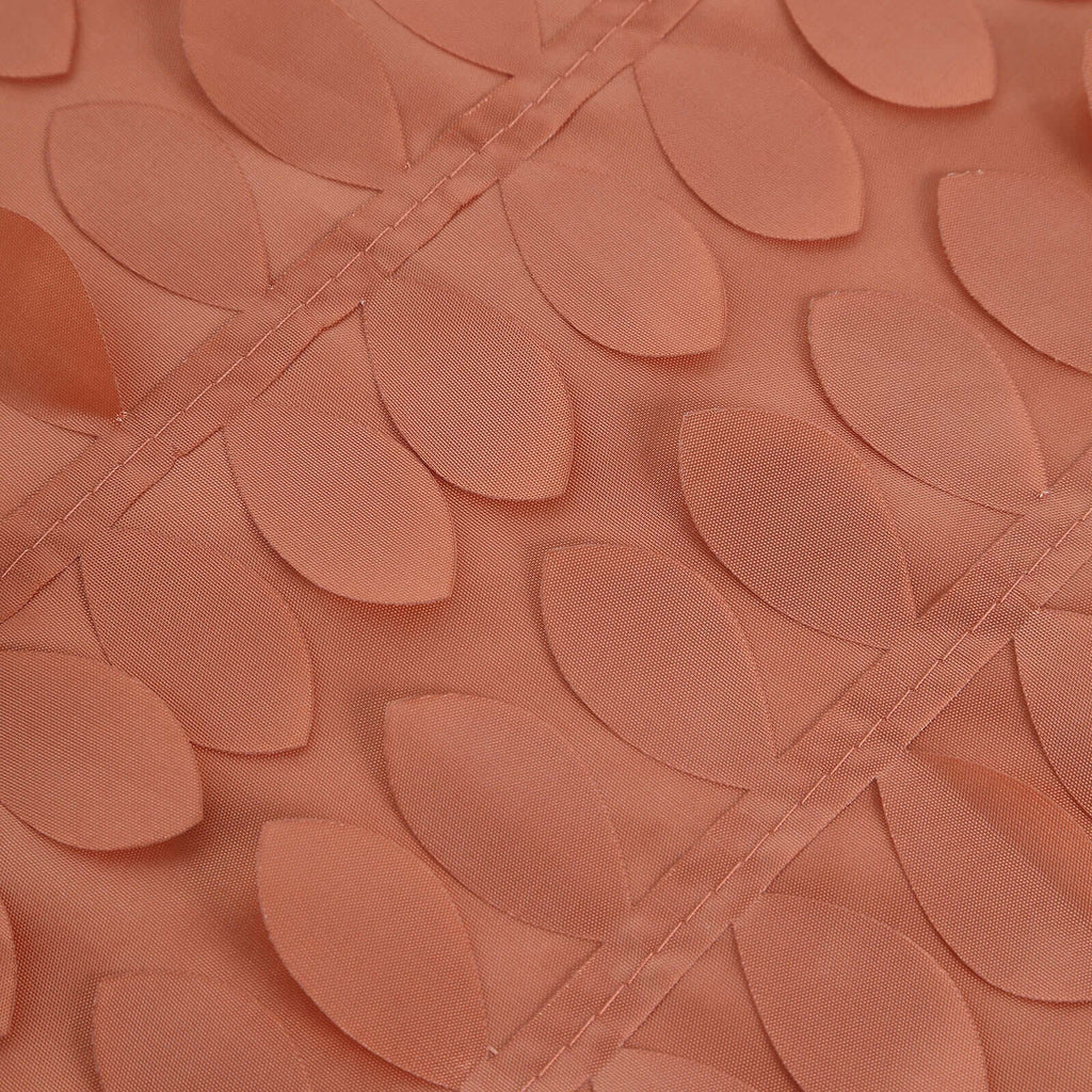 Taffeta 54"x54" Square Tablecloth Terracotta (Rust) 3D Leaf Petal Table Cover
