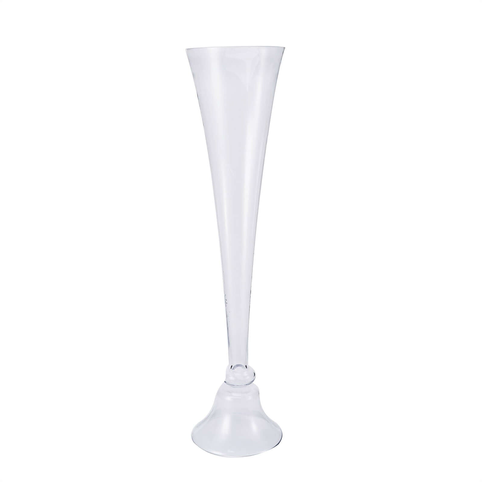Glass Trumpet Floor Vase Reversible Clarinet Style Clear - Decorative Flower Centerpiece for Events 40"