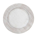 6-Pack Acrylic Round Charger Plates 13" in White with Lace Embossed Rim, Rustic Plastic Decorative Charger Tableware