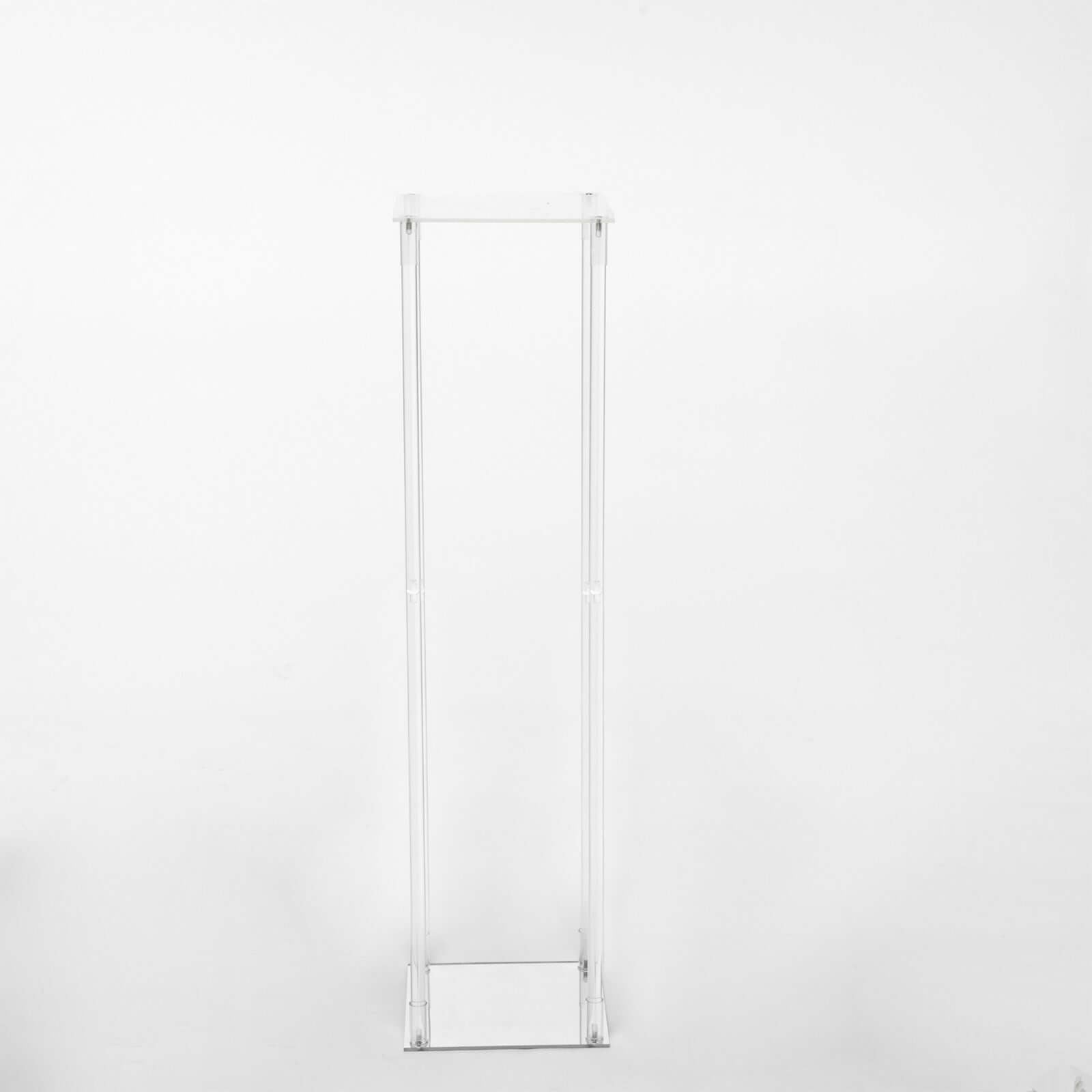 Acrylic Floor Vase Flower Stand with Square Mirror Base Clear - Durable Wedding Column Centerpiece for Events 40"