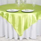 Satin 72"x72" Table Overlay Square Tablecloth Apple Green - Smooth Finish Table Cover