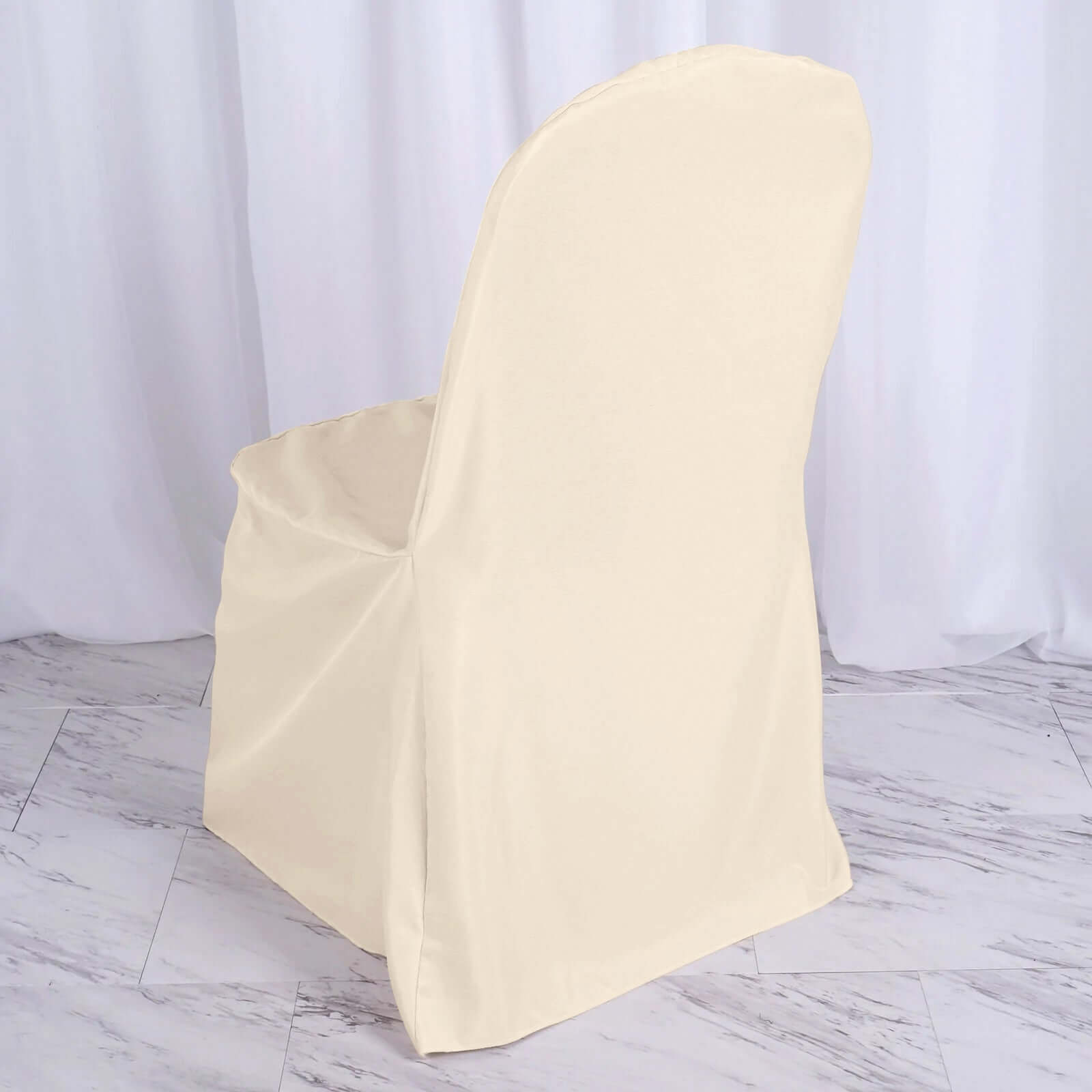 Polyester Slip On Banquet Chair Covers Beige - Stain-Resistant Reusable Durable Fabric