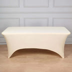 Stretch Spandex 96"x30" Rectangle Table Cover Beige - Durable Form-Fitting Tablecloth