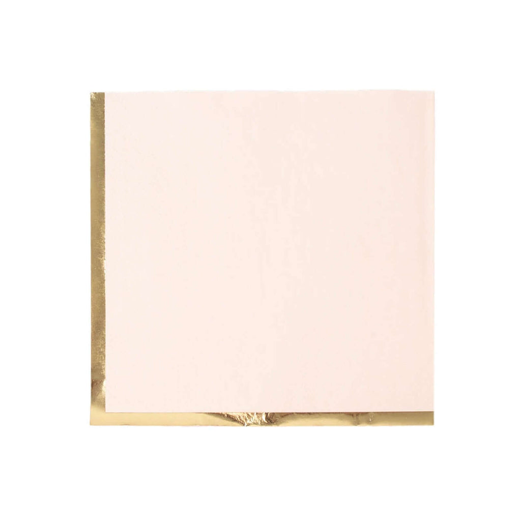 50-Pack Paper Beverage Napkins with Gold Foil Edge Blush - Disposable 2 Ply Cocktail Napkins for Events 6.5"x6.5"