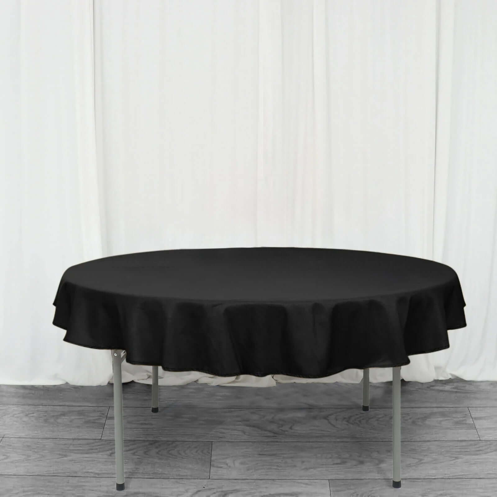 Premium Polyester 70" Round Tablecloth Black - Stain and Wrinkle-Resistant 220GSM Table Cover