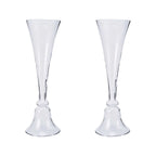 Set of 2 Glass Trumpet Vases Reversible Clarinet Design Clear - Stylish Flower Centerpieces for Events 24"