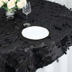 Taffeta 72"x72" Table Overlay Square Tablecloth Black - 3D Leaf Petal Table Cover