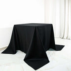 100% Cotton 90"x90" Square Tablecloth Black Linen - Soft & Breathable Fabric Table Cover