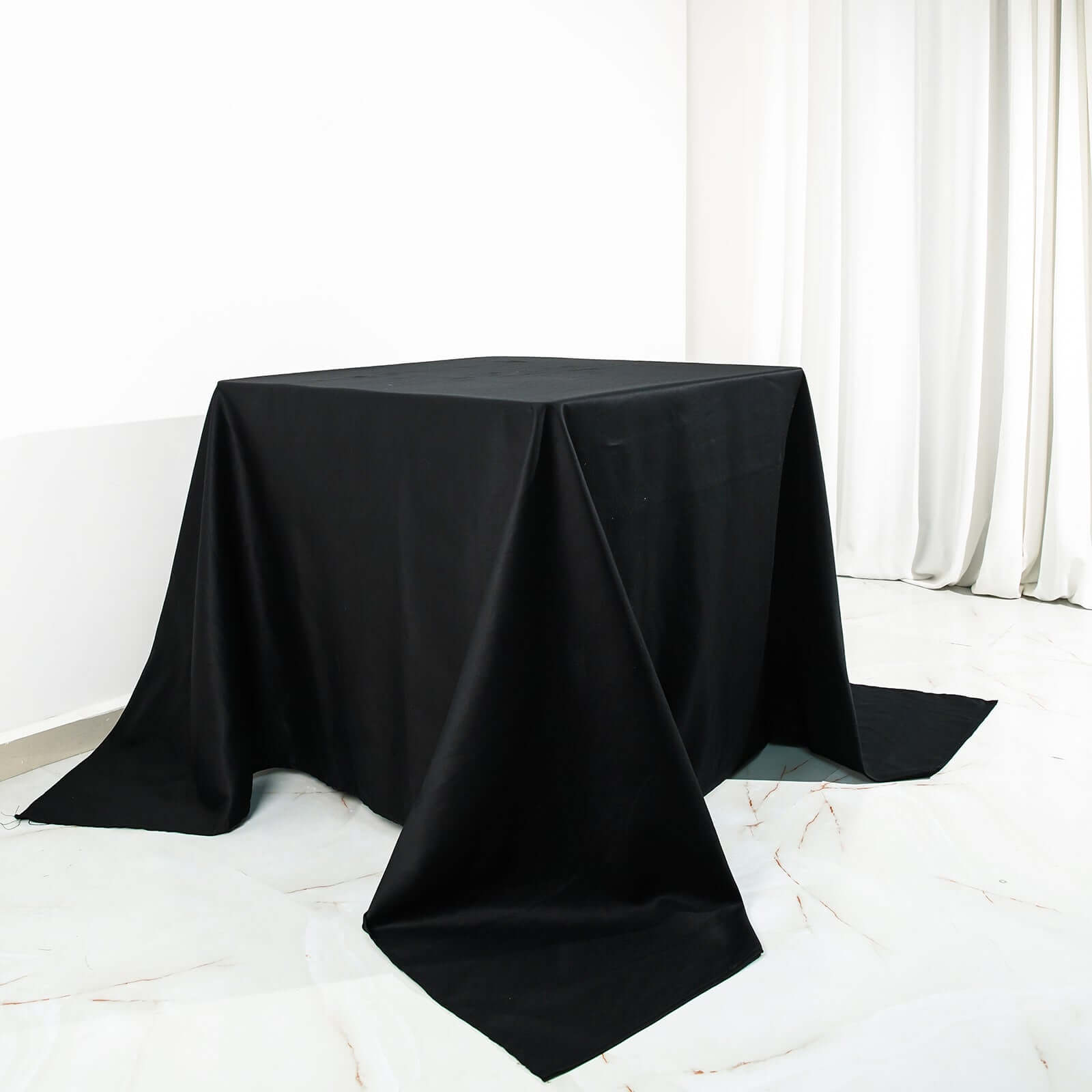 100% Cotton 90"x90" Square Tablecloth Black Linen - Soft & Breathable Fabric Table Cover