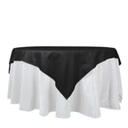 100% Cotton 70"x70" Table Overlay Square Tablecloth Black Linen - Soft & Breathable Fabric Table Topper