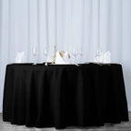 Premium Polyester 108" Round Tablecloth Black - Wrinkle-Resistant 220GSM Table Cover for Weddings & Events