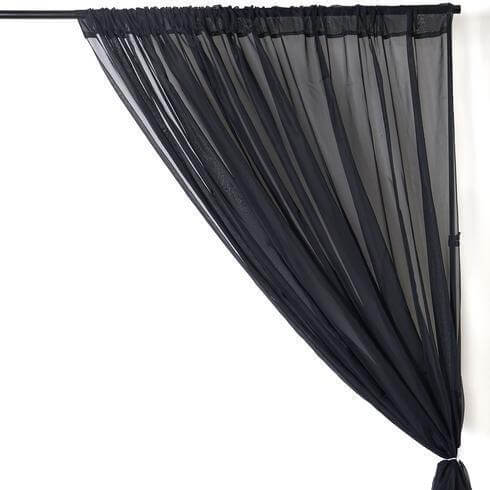 2 Pack Black Sheer Chiffon Event Curtain Drapes, Durable Flame Resistant Organza Backdrop Event Panels With Rod Pockets - 10ftx10ft