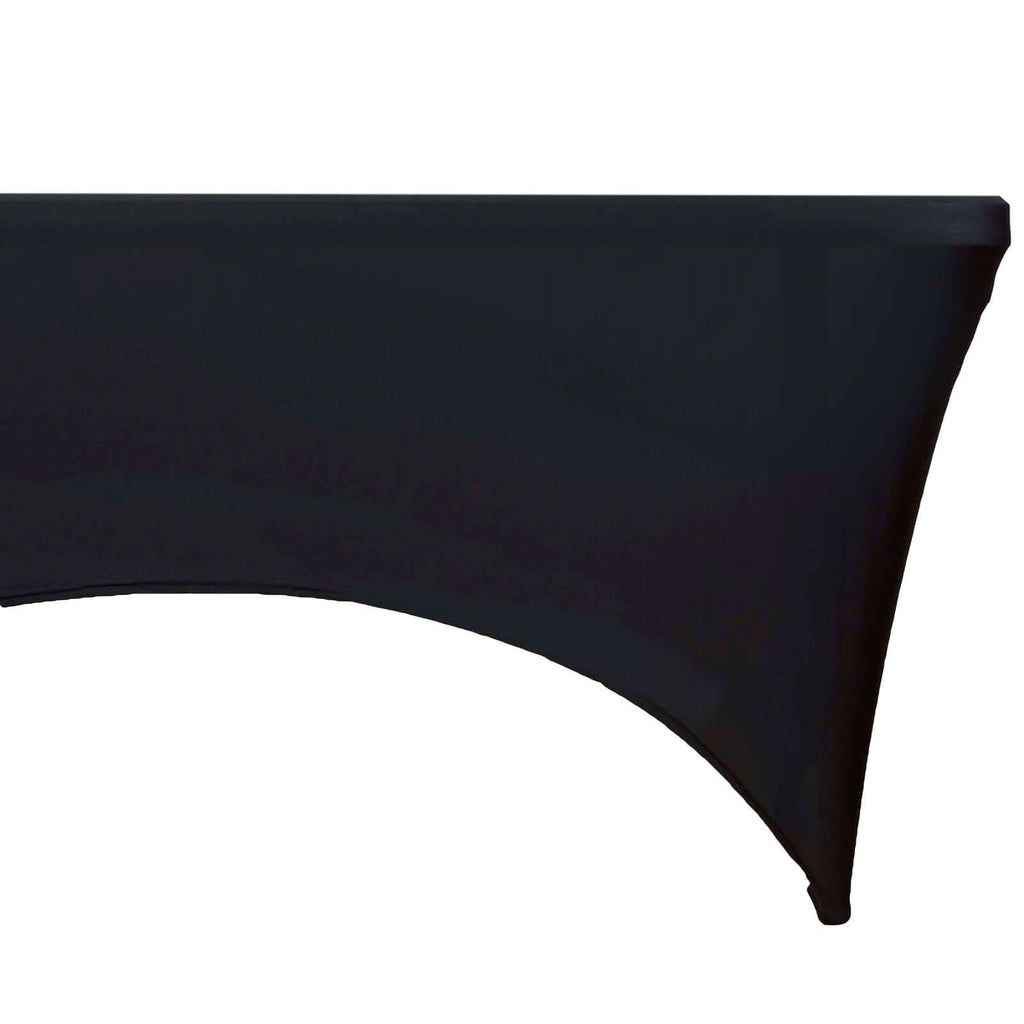 Stretch Spandex 48"x30" Rectangle Tablecloth Black - Durable Form-Fitting Table Cover