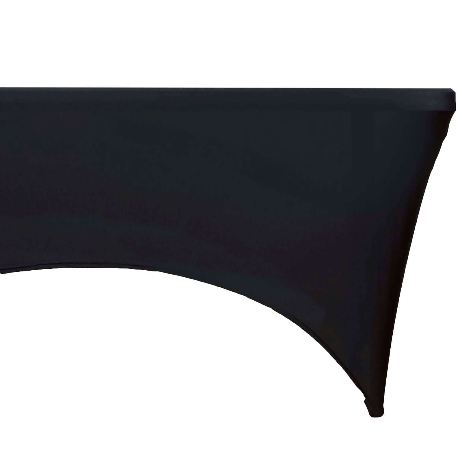 Stretch Spandex 48"x30" Rectangle Tablecloth Black - Durable Form-Fitting Table Cover