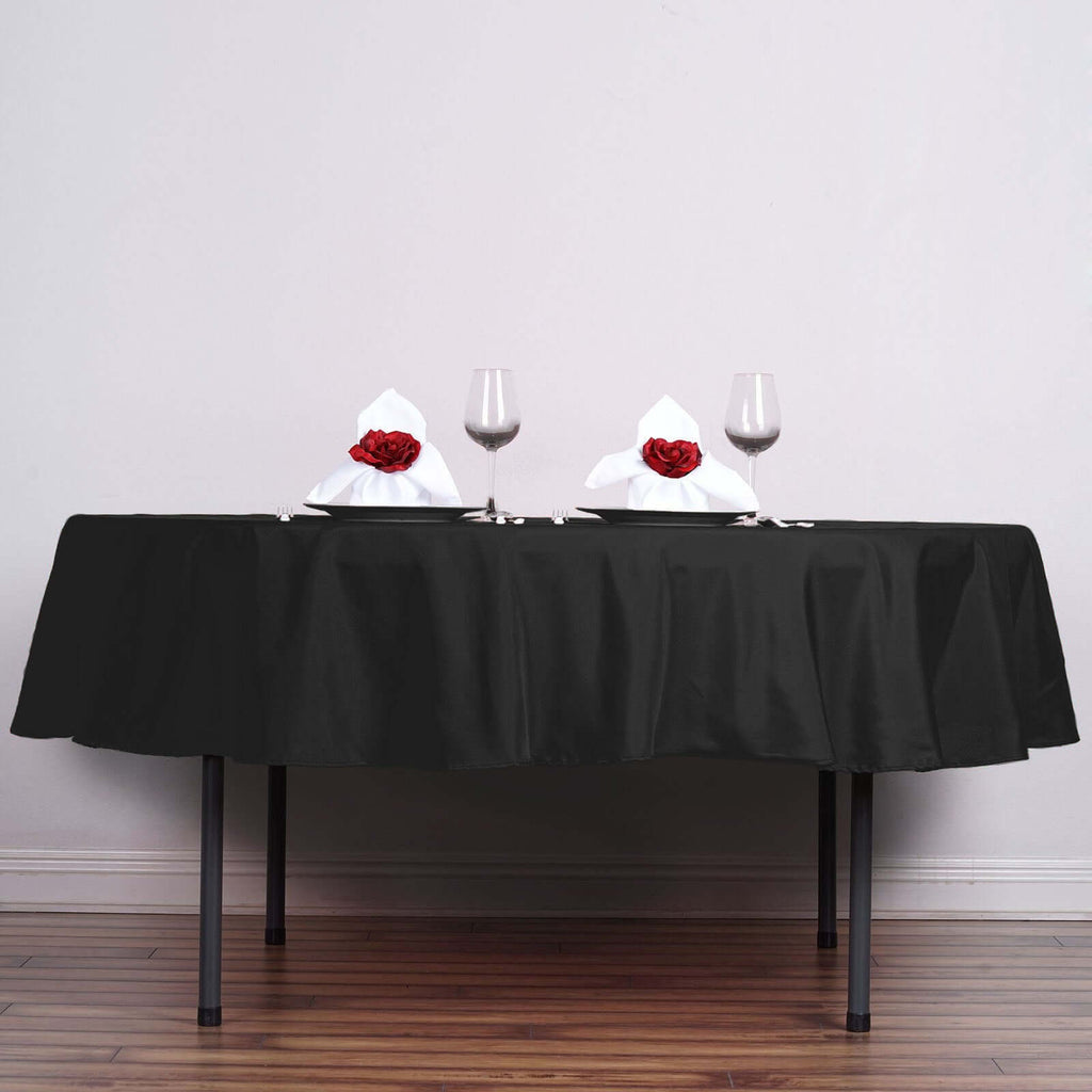 Polyester 70" Round Tablecloth Black - Durable & Wrinkle-Resistant Table Cover