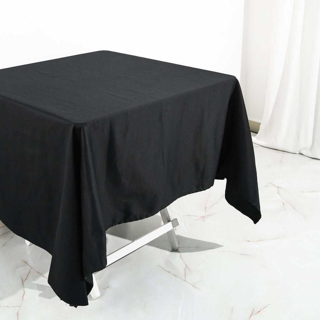 100% Cotton 70"x70" Square Tablecloth Black Linen - Soft & Breathable Fabric Table Cover